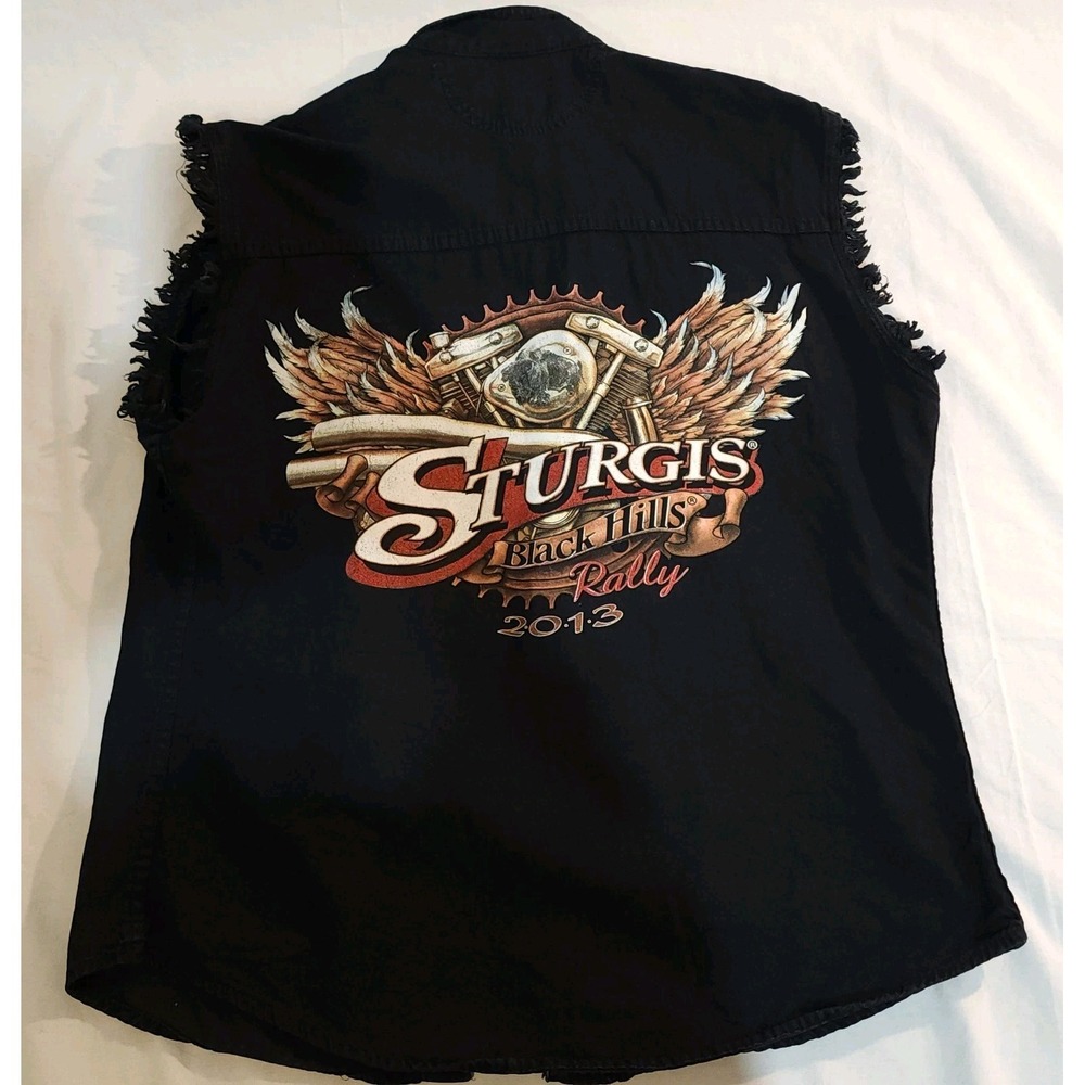 Bikers Edge Sleeveless Button Up Men's Shirt Sturgis Black HIlls Rally 2013 XL